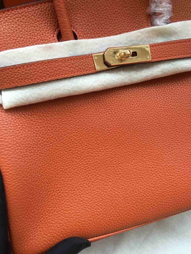 Hermes soft calf leather birkin 25 bag H25-5 orange