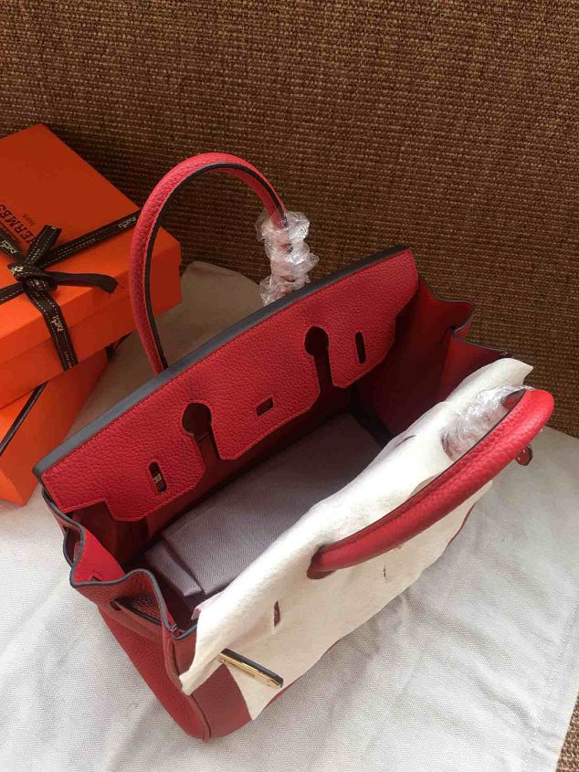 Hermes soft calf leather birkin 25 bag H25-5 red