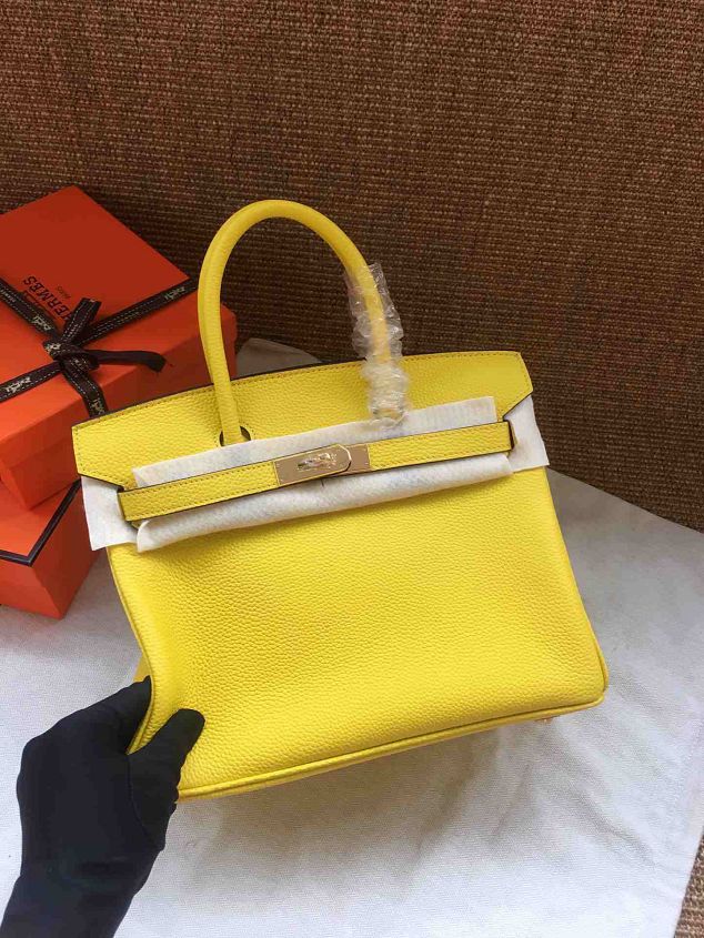 Hermes soft calf leather birkin 30 bag H30-5 yellow