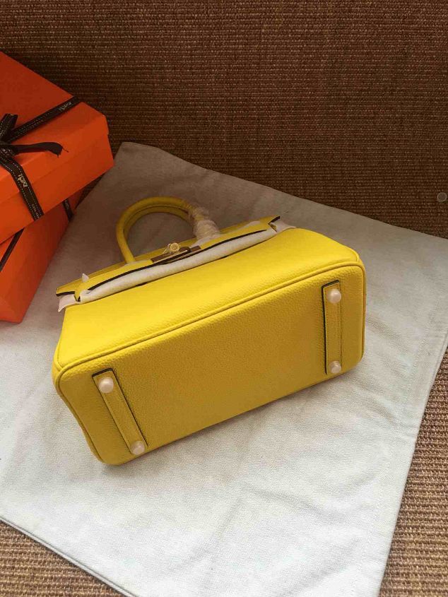 Hermes soft calf leather birkin 25 bag H25-5 yellow