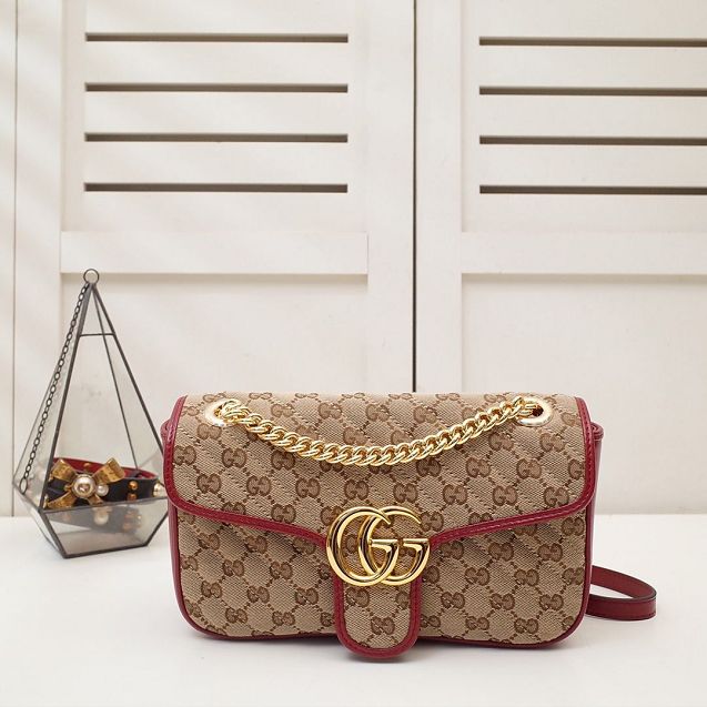 2020 GG original canvas small marmont bag 443497 red
