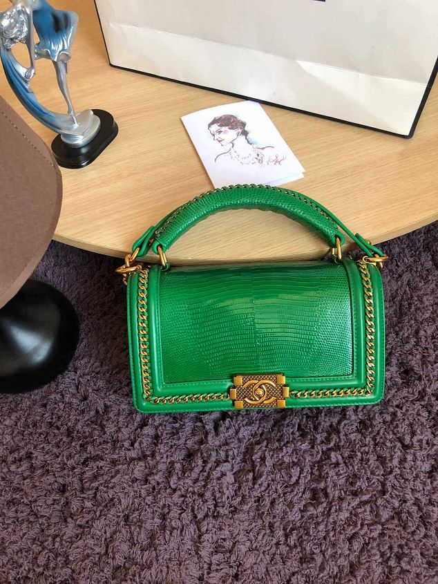 CC original python leather medium le boy handbag A94804 green