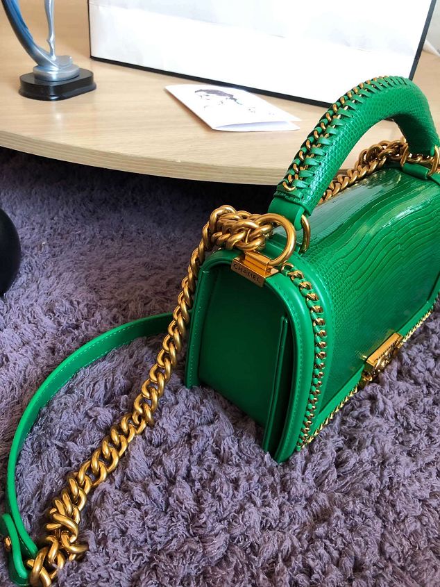 CC original python leather medium le boy handbag A94804 green