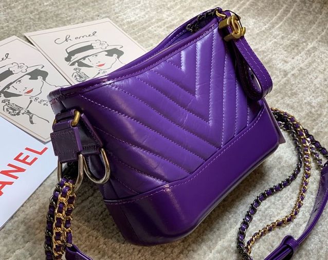 2020 CC original calfskin gabrielle small hobo bag A91810-2 purple