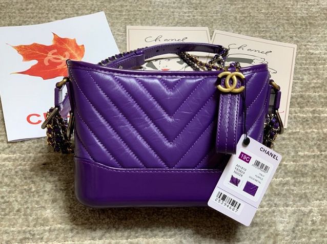 2020 CC original calfskin gabrielle small hobo bag A91810-2 purple