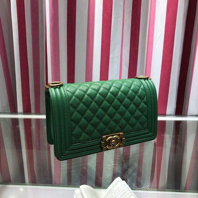CC original grained calfskin medium boy handbag 67086 green
