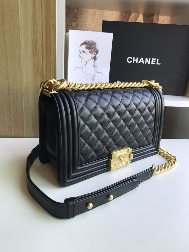 CC original lambskin medium boy handbag A67086-6 black