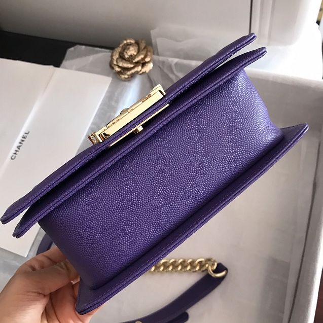 CC original grained calfskin small boy handbag A67085-2 purple