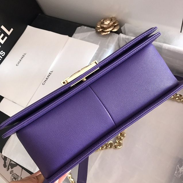 2020 CC original grained calfskin boy handbag A67086-2 purple