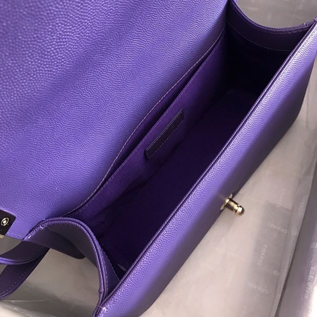 2020 CC original grained calfskin boy handbag A67086-2 purple