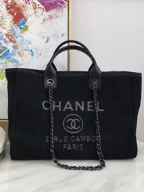 2020 CC original mixed fibers&canvas large shopping bag A66941 black