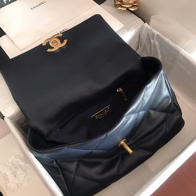 2020 CC original lambskin 19 flap bag AS1160 navy blue