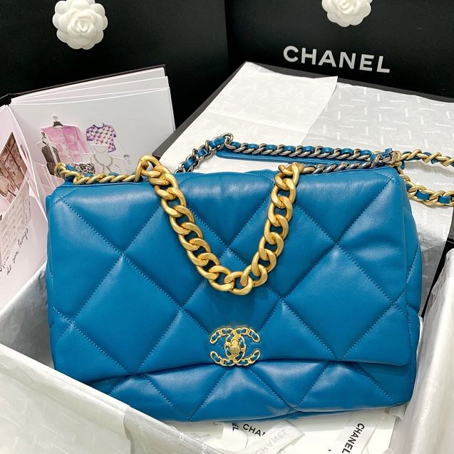 2020 CC original lambskin 19 maxi flap bag AS1162 blue