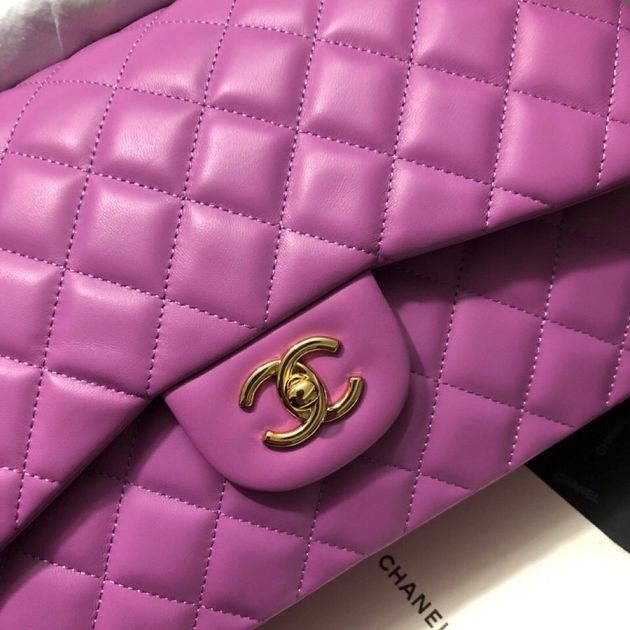 CC original lambskin large  flap bag A58600 purple