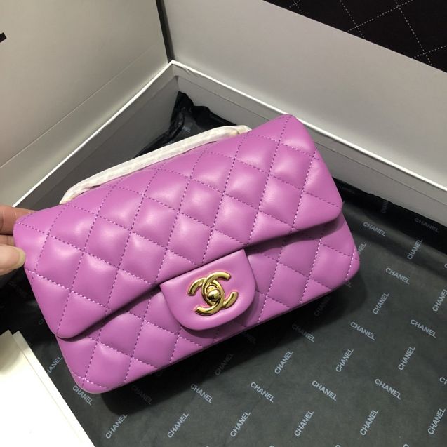 CC original lambskin mini flap bag A69900 purple