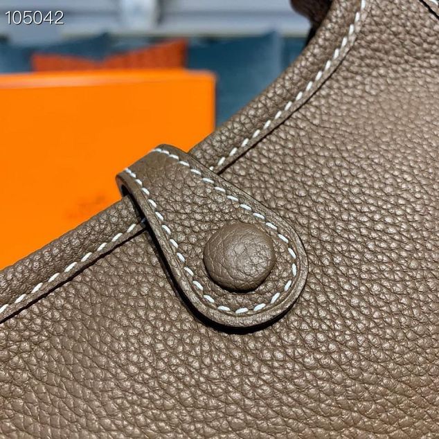 Hermes original togo leather mini evelyne tpm 17 shoulder bag E17 dark grey