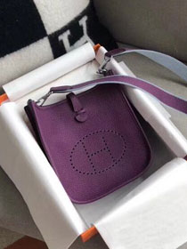 Hermes original togo leather mini evelyne tpm 17 shoulder bag E17 dark purple