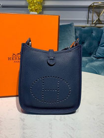 Hermes original togo leather mini evelyne tpm 17 shoulder bag E17 navy blue
