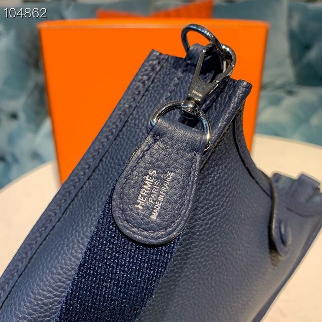 Hermes original togo leather mini evelyne tpm 17 shoulder bag E17 navy blue