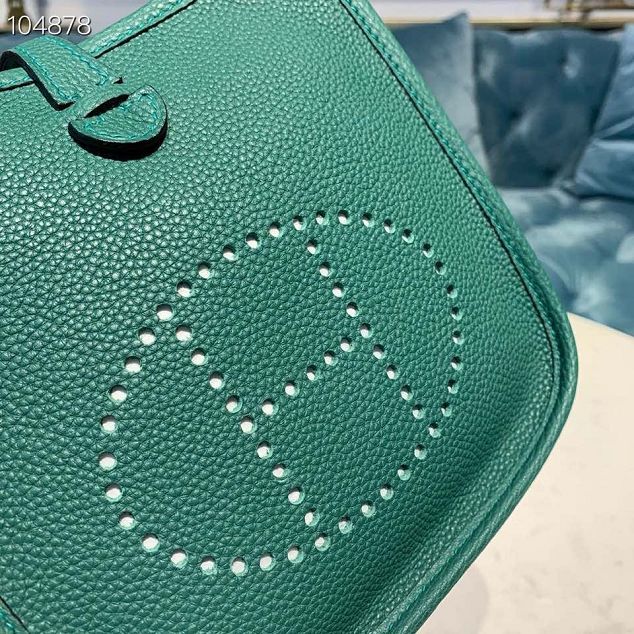 Hermes original togo leather mini evelyne tpm 17 shoulder bag E17 green