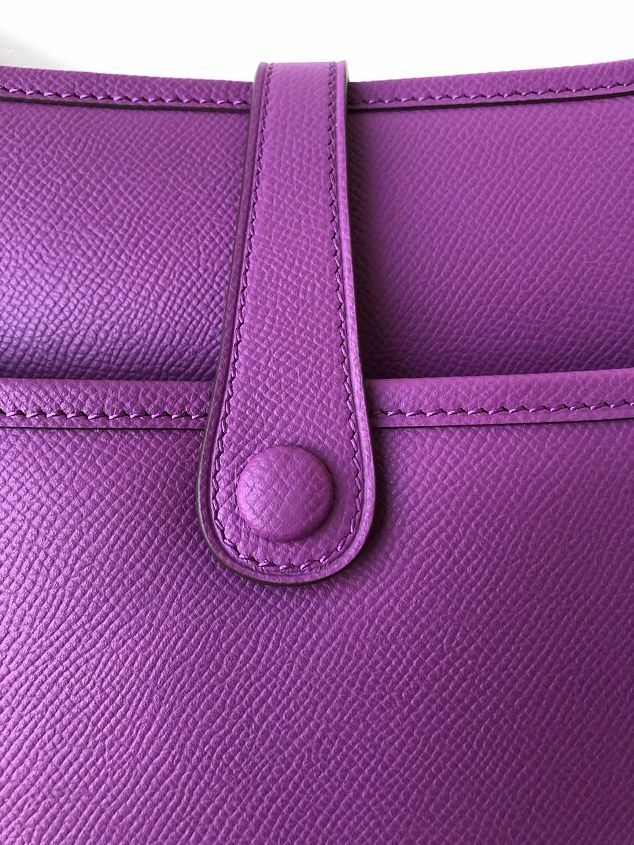 Hermes original epsom leather evelyne pm shoulder bag E28 purple