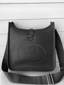 Hermes original epsom leather evelyne pm shoulder bag E28-2 black