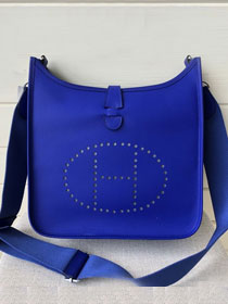 Hermes original epsom leather evelyne pm shoulder bag E28-2 electric blue