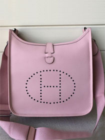 Hermes original epsom leather evelyne pm shoulder bag E28-2 pink