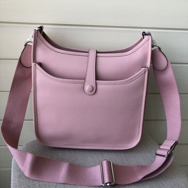 Hermes original epsom leather evelyne pm shoulder bag E28-2 pink