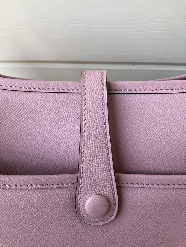 Hermes original epsom leather evelyne pm shoulder bag E28-2 pink