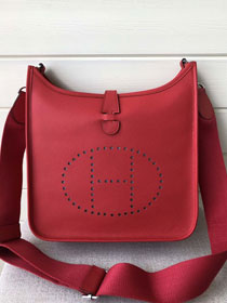 Hermes original epsom leather evelyne pm shoulder bag E28-2 red