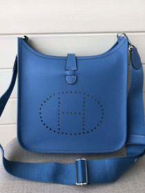 Hermes original epsom leather evelyne pm shoulder bag E28-2 royal blue