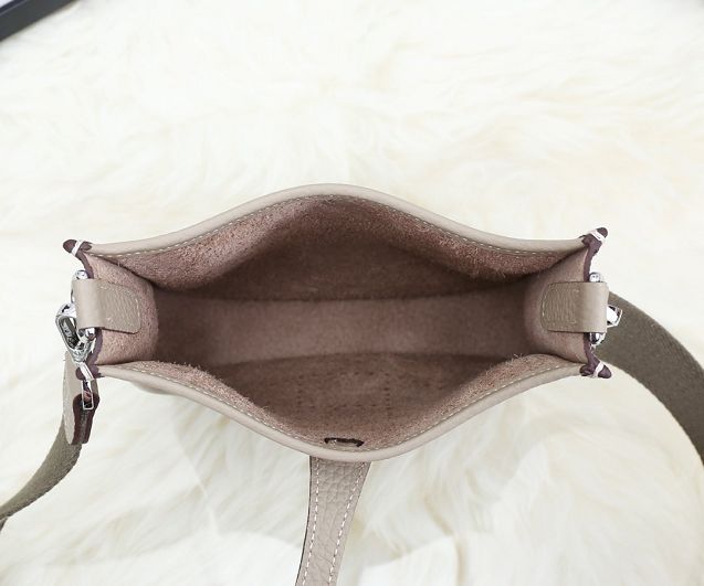 Hermes original togo leather mini evelyne tpm 17 shoulder bag E17-2 light grey