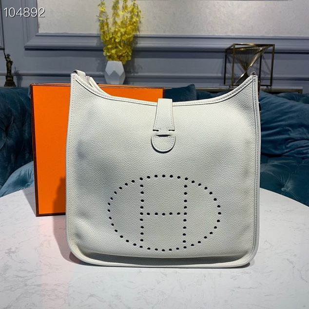 Hermes original togo leather evelyne pm shoulder bag E28 white