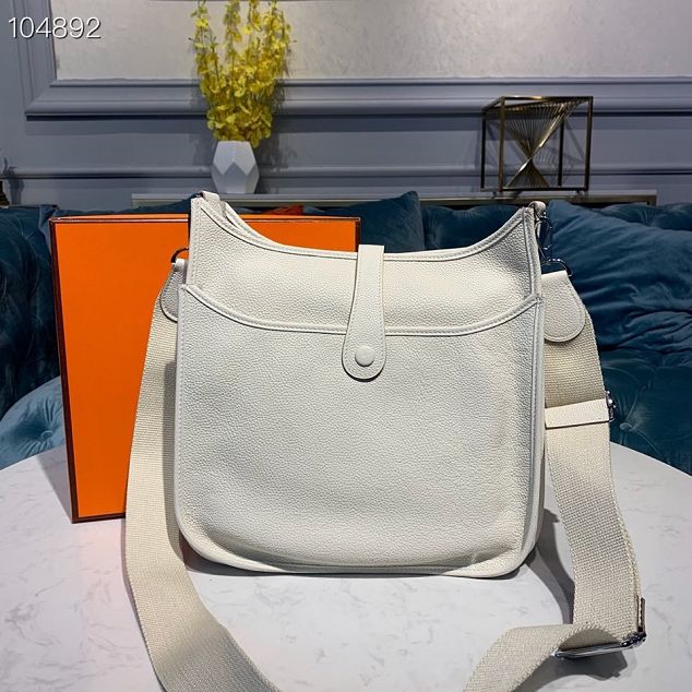 Hermes original togo leather evelyne pm shoulder bag E28 white