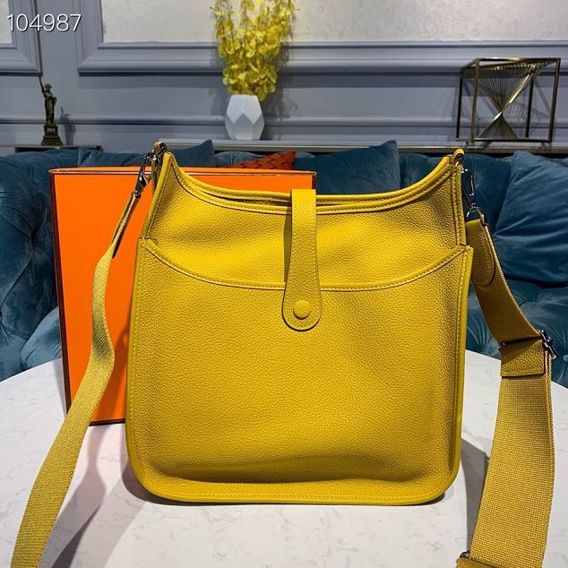 Hermes original togo leather evelyne pm shoulder bag E28 yellow