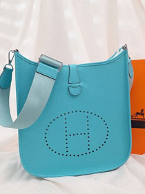 Hermes original togo leather evelyne pm shoulder bag E28 sky blue