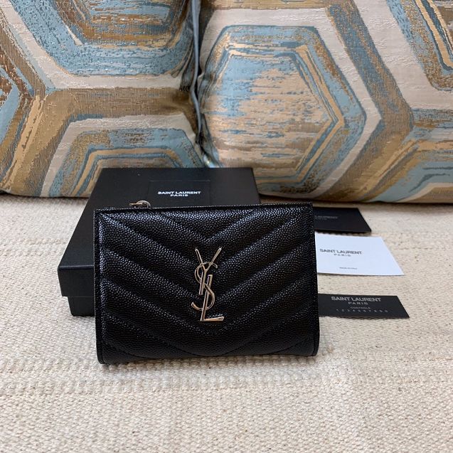 YSL original grained calfskin wallet 575974 black