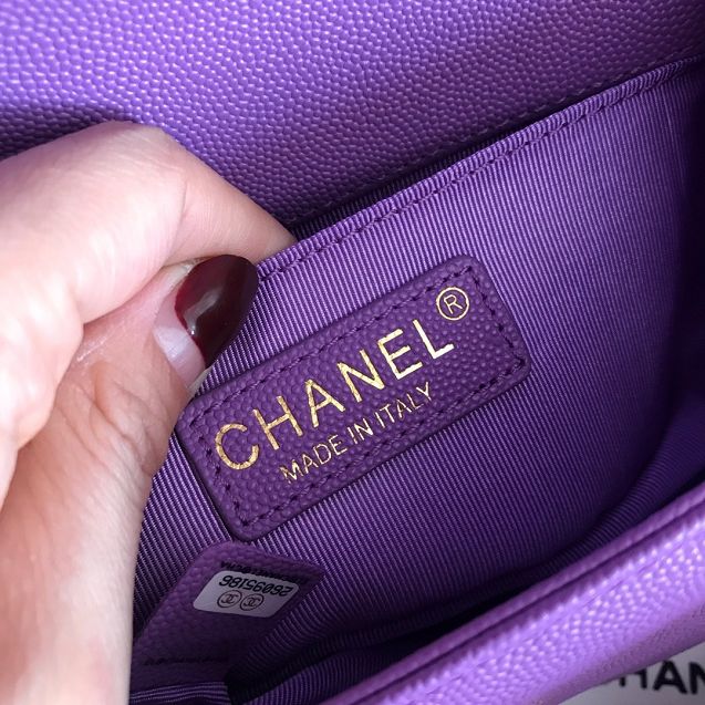 CC original grained calfskin small boy handbag A67085-2 light purple