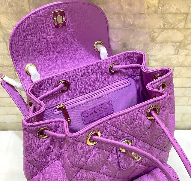 2020 CC original grained calfskin backpack AS1371 purple