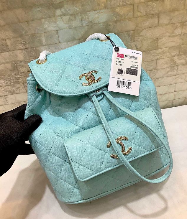 2020 CC original grained calfskin backpack AS1371 sky blue