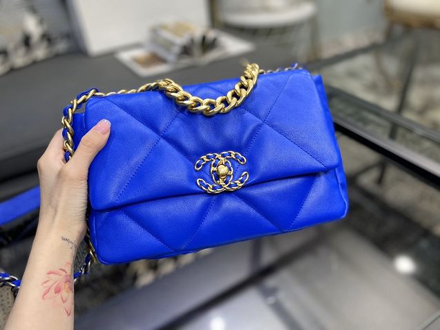 2020 CC original lambskin 19 flap bag AS1160 blue