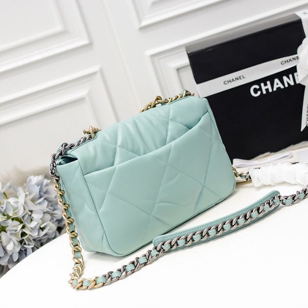 2020 CC original lambskin 19 flap bag AS1160 light blue