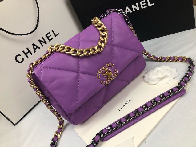 2020 CC original lambskin 19 flap bag AS1160 purple