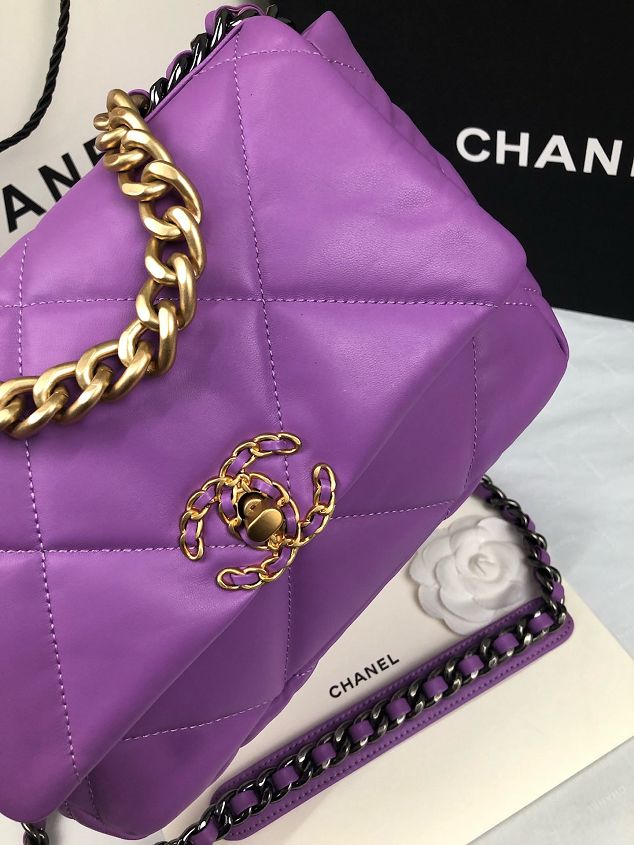 2020 CC original lambskin 19 flap bag AS1160 purple