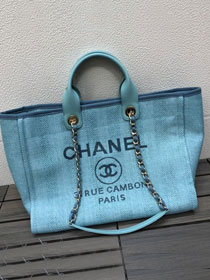 2020 CC original mixed fibers large shopping bag A66941 sky blue