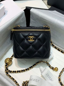 2020 CC original lambskin small box with chain AP1447 black