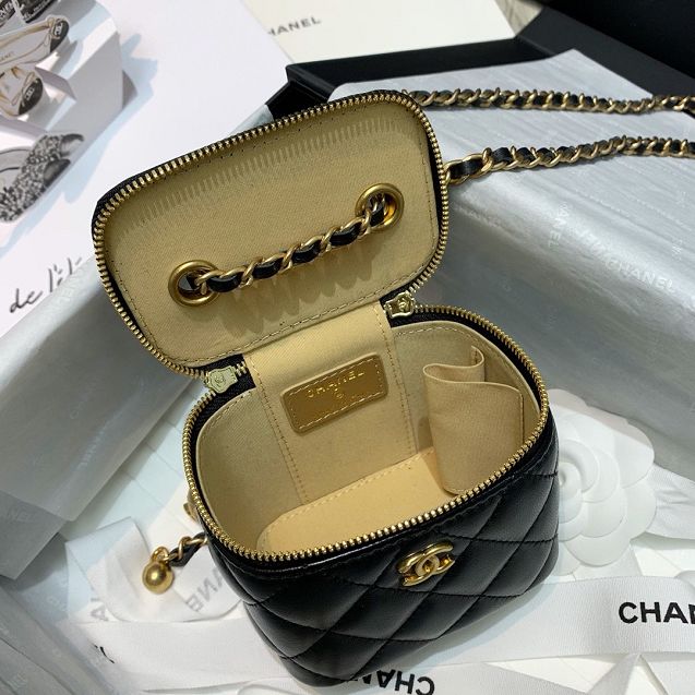 2020 CC original lambskin small box with chain AP1447 black