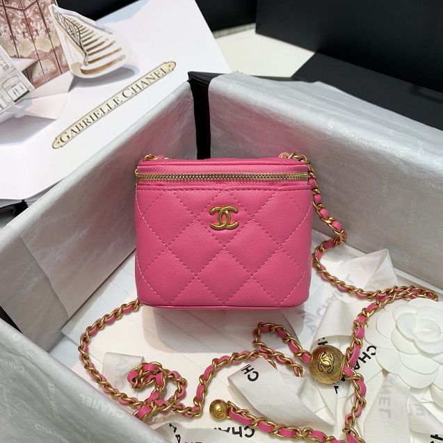 2020 CC original lambskin small box with chain AP1447 pink