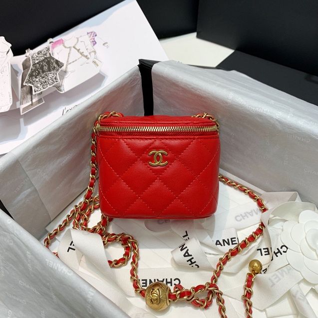 2020 CC original lambskin small box with chain AP1447 red